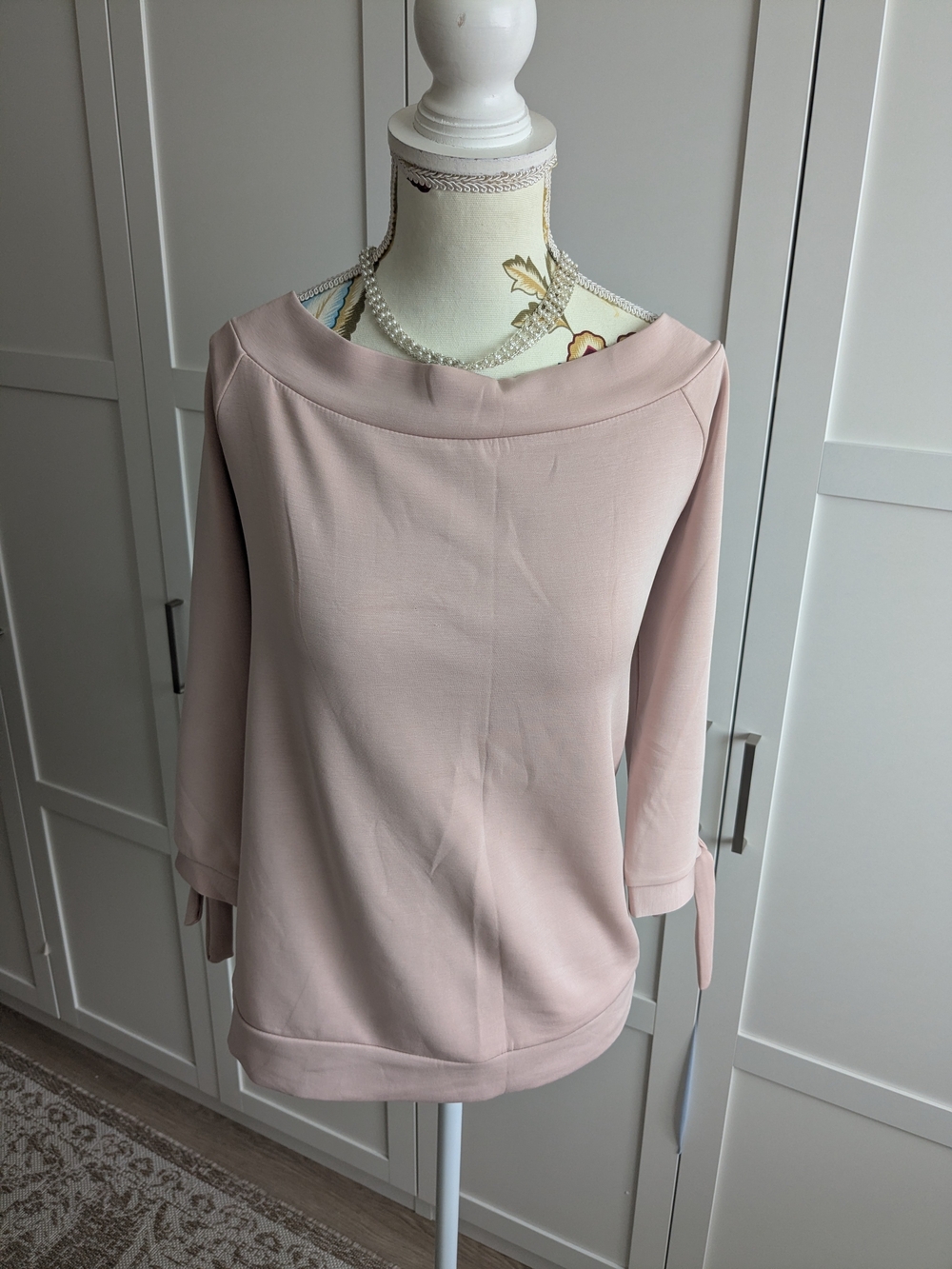 Dynamite Blush Pink Boatneck Tie-Cuff Top